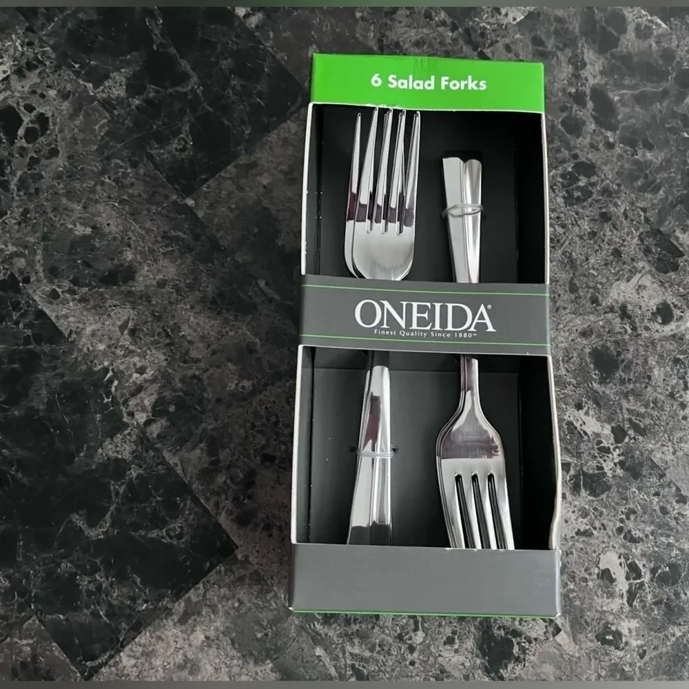 Oneida Premium Stainless Steel Arc Everyday Flatware Salad Forks, Set of 6
